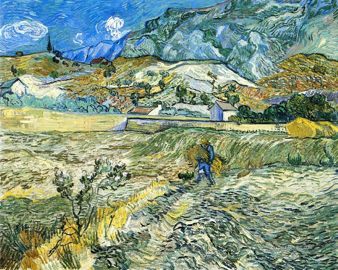 Enclosed Field with Peasant Vincent van Gogh Oil Paintings